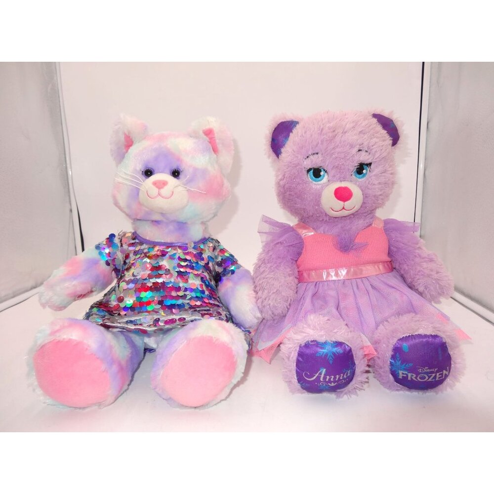Build A Bear Disney Frozen Anna Stuffed Teddy Bear Lavender 17" Dressed and Kitt